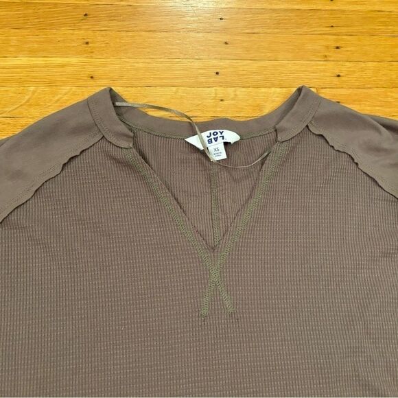 JoyLab brown long sleeve waffle knit top - Picture 3 of 4